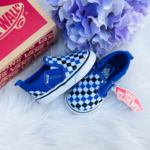 Sold ❤️Baby Blue Checkered Slip On Vans - Picture 3 of 5